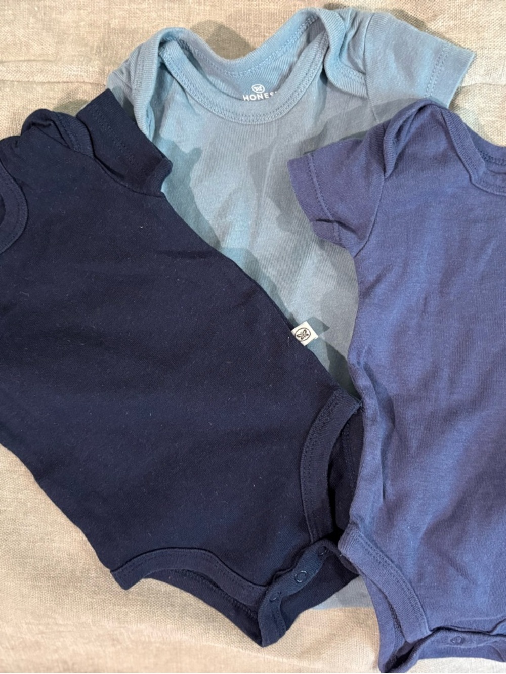Honest organic blue Cotton Baby Onesie